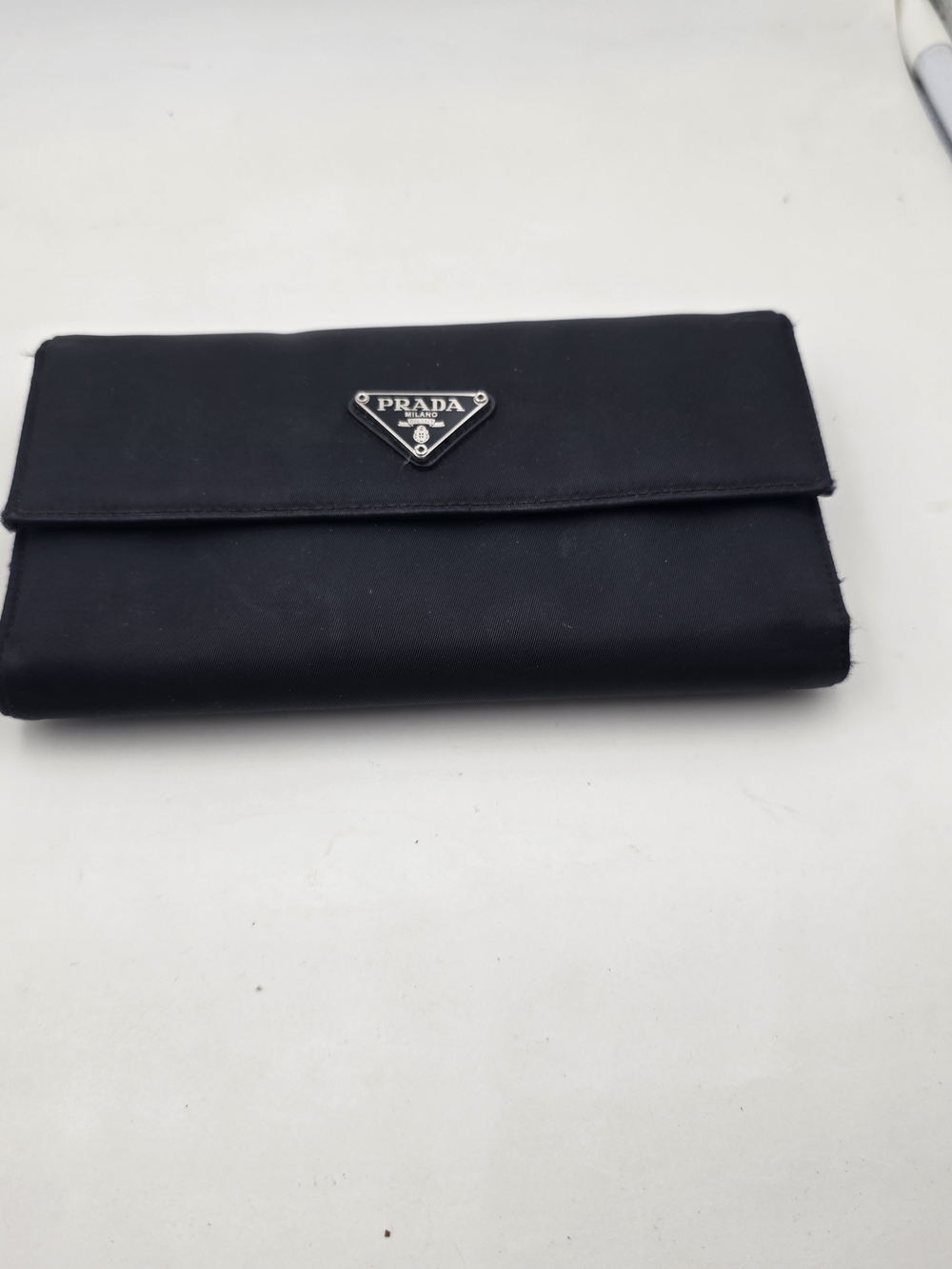 Prada Tessuto Velo Nylon Long Wallet w Triangle Logo, Inside Zip, Multi-Compart